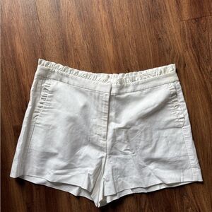 J. Crew Women’s white ruffle linen blend shorts